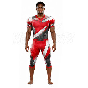 Conjuntos de Camisetas de Fútbol Americano Personalizadas para Hombre, Azul, Rojo, Blanco, Cuello en V, Manga Corta, Impresión Sublimada, Absorbe la Humedad, Regular, 100% - Product Image 2