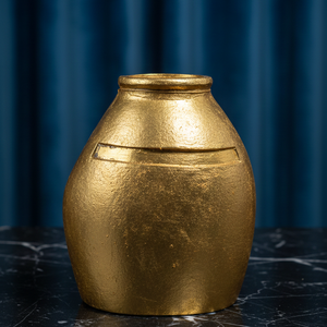 Luxury Gold Metal Flower Vase Elegant <b>Matte</b> Metallic Finish Handcrafted Decorative <b>Table</b> Centerpiece Single Unit Only - Product Image 1