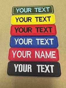 Custom Eco-Friendly Canvas Embroidered Name Patch <b>Iron</b>-<b>On</b> Rectangle <b>Badge</b> for Cloth Use in White Yellow Red Green Colors - Product Image 6
