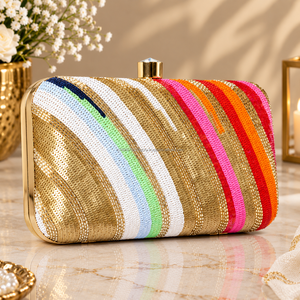 Pochette de soirée indienne pour femme avec broderie, sac à main pour mariage et fête, pour acheteurs en gros - Product Image 3