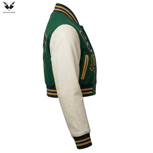 แจ็คเก็ตวาร์ซิตี้สีเขียวแบบใหม่สั่งทำพิเศษ พร้อมปักโลโก้ S และแพทช์ Wildcats แขนยาว ปกคอพับ ใส่ได้ในฤดูใบไม้ร่วง - Product Image 3