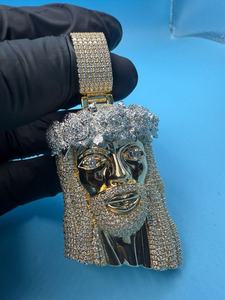 จี้พระเยซูทรงโมอิสซาไนต์แบบฝังเพชรเต็มตัวสำหรับผู้ชาย เงินแท้ 925 ชุบทอง 18K หรูหรา ได้รับการรับรองจาก GCI & IDGL - Product Image 4