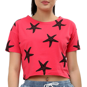 Wholesale <b>Plus</b> <b>Size</b> Women's Summer Eco-Friendly Cropped <b>Graphic</b> T-Shirts Regular Fit Polyester Cotton with Custom OEM ODM - Product Image 1