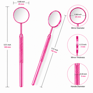 <b>Pink</b> Round Handheld Makeup Mirror Metal <b>Frame</b> Single Side Desktop Style - Product Image 5