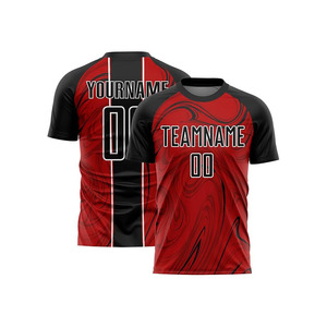 เสื้อฟุตบอลพิมพ์ลายตามสั่ง คุณภาพสูง สีแดงดำ แขนสั้น สำหรับผู้ชาย แห้งเร็ว ผลิตจากโพลีเอสเตอร์ 100% - Product Image 6
