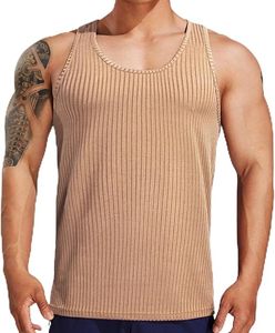 เสื้อกล้ามออกกำลังกายผู้ชายผ้าคอตตอนริบคุณภาพสูง ระบายอากาศได้ดี สีดำ สีเทา เสื้อกล้ามถักขายส่งจากโรงงาน - Product Image 1