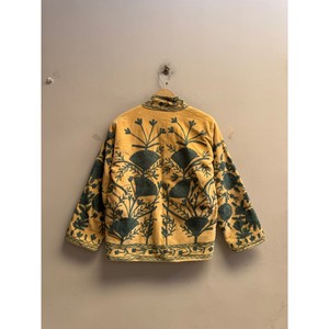 Blouson Bomber en Velours Matelassé pour Femme, Broderie Florale Faite Main, Réversible, Écologique, Hiver/Automne/Printemps, Coton/Nylon - Product Image 1
