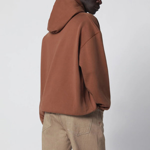 Sudadera con Capucha Extra Grande Premium, Estilo Urbano Minimalista en Color Marrón, Sudadera de Felpa Gruesa Informal, Corte Holgado, Prenda Esencial - Product Image 3