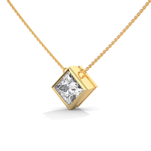 Women's 14K <b>Solid</b> <b>Gold</b> Princess Cut Diamond <b>Pendant</b> Necklace Luxury Gift Jewelry for Party - Product Image 2