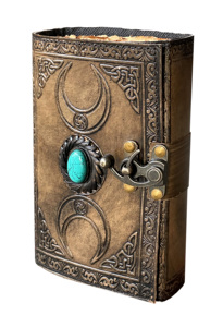 Premium Quality Genuine Leather Handmade Sewing Bound A5 Journal Triple Moon Solar Single Stone Antique Brass C-Look <b>Note</b> <b>Books</b> - Product Image 4