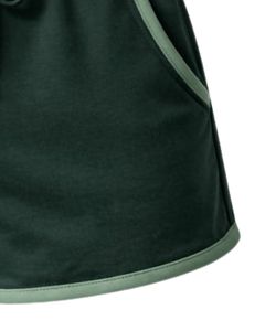 กางเกงขาสั้นผ้าฟลีซคอตตอนสีเขียวป่าตัดกับสีเขียวอ่อนสำหรับผู้หญิง เอวยางยืด สวมใส่สบายๆ สำหรับฤดูร้อน เหมาะสำหรับเล่นกีฬาและพักผ่อน - Product Image 6