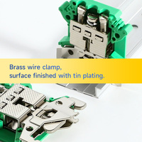Borne de mise à la terre sur rail DIN en nylon PA66 USLKG 5 4mm², connecteur de terre PE vert-jaune, CE IEC947-7-1, gravé, lisse, sans bavures