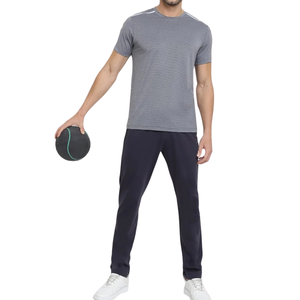 T-shirt de performance en tricot polyester/coton pour homme, col en V, manches courtes, coupe classique, 220g, séchage rapide, respirant, anti-boulochage - Product Image 6