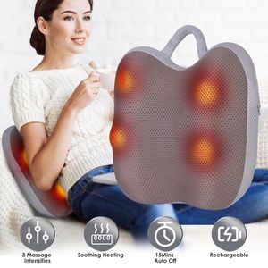 Masseur lombaire sans fil à 4 nœuds de pétrissage 3D avec chauffage, 3 niveaux d'intensité et batterie 2000 mAh, soulage les douleurs musculaires - Product Image 1