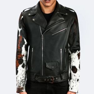เสื้อแจ็คเก็ตหนังวัวแท้สำหรับผู้ชาย ดีไซน์ทันสมัย สไตล์ลำลอง แฟชั่นฤดูหนาว - Product Image 1