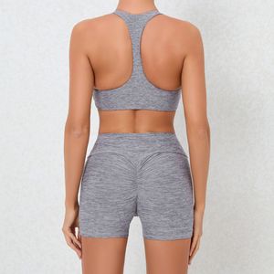 Ensembles d'entraînement pour femmes, motif uni, deux pièces, débardeur dos croisé, leggings taille haute, grandes tailles - Product Image 2