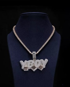 Hip Hop Moissanite Letter Pendant 925 <b>Silver</b> Iced Out <b>Charms</b> Men's Everyday Wear Round Brilliant Cut Micro Insert Pave Pendant - Product Image 6