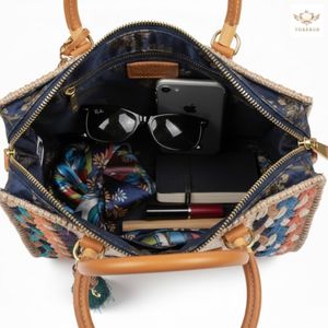 Wholesale Handmade Jute Handbag <b>Women</b> Floral Embroidery Boho <b>Purse</b> Vintage Wooden Handle Tote Bag Luxury Ethnic Fashion OEM ODM - Product Image 4