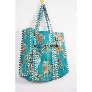 Bolso de Playa de Hombro con Asa Larga, Acolchado, de Algodón a Rayas, Hecho a Mano, Ecológico, Estilo Bohemio Indio, para Compras y Almacenamiento - Product Image 3