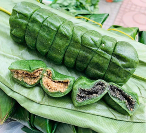 Pastel de Arroz Congelado Vietnamita con Artemisia, Postre Tradicional Verde Glutinoso, Listo para Cocer al Vapor antes de Comer - Product Image 1