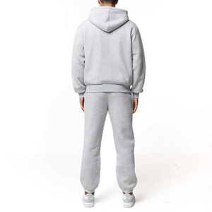 Ensemble de jogging décontracté pour homme de qualité supérieure, gris, à capuche, 2 en 1, manches longues, couleur unie, style hiver, coupe classique - Product Image 1