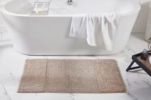 Alfombra de Baño Contemporánea 100% Algodón, Suave, Absorbente y Lavable a Máquina, con Bambú Sólido para Baños y Duchas Modernos - Product Image 3