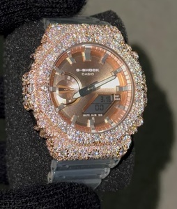 Montre de luxe en or rose sertie de moissanite et de diamants VVS, style Hip Hop, bijou de poignet, cadeau - Product Image 2