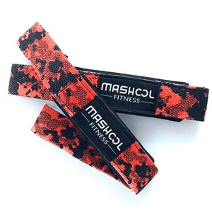 Correas de levantamiento de algodón de camuflaje rojo personalizadas cinturón de fitness de gimnasio personalizado con barra de tracción acolchada de neopreno y soporte para levantamiento de pesas - Product Image 1
