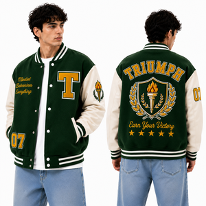 Chaqueta Bomber Varsity con Cierre Completo y Parches Personalizados para Ropa Urbana y Equipos, Ropa Deportiva de Marca Privada, Prenda Exterior Duradera - Product Image 3