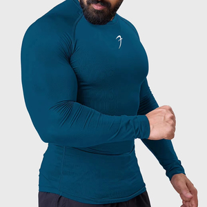 mens <b>compression</b> <b>shirt</b> gym fitness athletic wear quick dry stretch fabric training workout tee private label supplier - Product Image 1