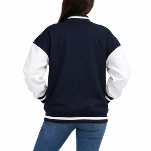 Veste de baseball SINEWY SPORTS bleu marine et blanc, coupe classique, style preppy, pour homme, vêtements décontractés d'automne - Product Image 2