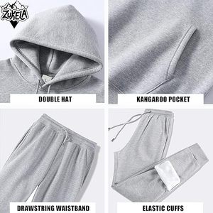 Ensemble de survêtement unisexe personnalisé de haute qualité pour l'hiver, 2 pièces, en molleton, avec capuche et pantalon de jogging athlétique - Product Image 5