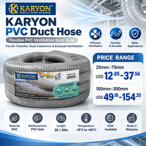 KARYON Flexible Gray PVC Duct Hose 20M 30M Helix Reinforced Air Ventilation Dust Collection Exhaust Transfer Industrial Hose - Product Image 4