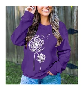 New Collection Luxury Long Sleeve Neck Shoulder Slope Printed Comfortable Casual Women's Cotton Sweatshirt Winter Custom Front - Product Image 4