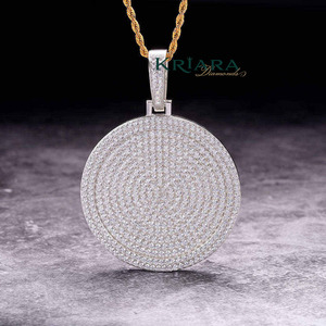 Round Lab Grown Diamond Pendant 925 Silver Rhodium Plated Unisex Luxury Charm <b>Jewellery</b> - Product Image 2