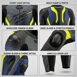 Traje de Motociclismo Profesional de Cuero Vacuno con Protección CE, Traje de Carreras de Una Pieza para Hombre, Equipo de Protección para Motociclistas - Product Image 6