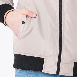 Blouson bomber pour homme, couleur unie, fermeture éclair, vêtement décontracté pour l'automne, coupe-vent, matière polyester, col rabattable - Product Image 4