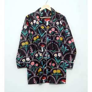 Pijamas de Mujer Hechos a Mano en India, con Estampado Digital Floral Vintage de Lujo, 100% Algodón Premium, Conjunto para Primavera, Verano y Otoño - Product Image 1