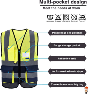Chaleco de Seguridad Reflectante de Alta Visibilidad Unisex, ANSI Clase 1, EN ISO 20471 Clase 2, con Luces LED, Impermeable, con Múltiples Bolsillos, Ropa de Trabajo - Product Image 5