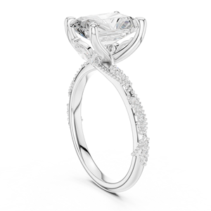 Anillo de Compromiso de Diamantes con Corte Esmeralda en Oro Amarillo para Mujer, con Diamantes Laterales, Certificado GIA, Estilo Clásico - Product Image 4