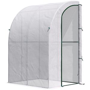 Serra da Esterno Eco-Friendly 1,5m x 1,2m x 2,1m con Tettoia e Copertura in PE Bianco, per Piante e Vivaio, con Finestra Avvolgibile - Product Image 1