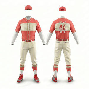 Uniforme de Béisbol Five B para Hombre, Conjunto de Jersey y Pantalones con Bloques de Color Rojo y Blanco, Transpirable, con Serigrafía, para Equipo, Talla Adulto - Product Image 1
