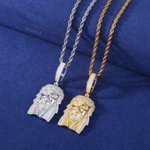 <b>Crown</b> Of Thorns Jesus Face Pendant - Moissanite Jesus Pendant, Elegant 925 <b>Silver</b> Jesus Face Pendant, Christian Faith Jewelry - Product Image 4