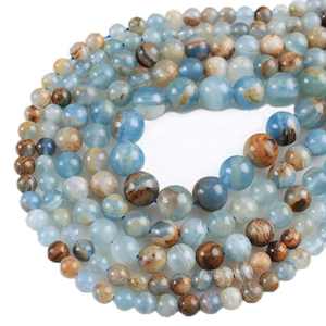 Perles rondes lisses en calcite bleue naturelle pour la fabrication de bijoux, bracelets, colliers, accessoires de charme DIY - Product Image 4