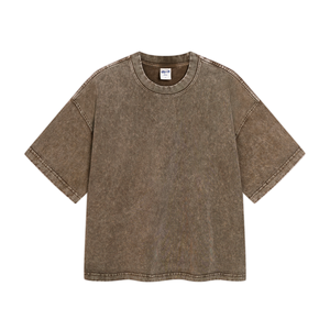 เสื้อยืดทรงบ็อกซี่วินเทจ 280gsm ผ้าสโตนวอช ทรงหลวม ไหล่ตก ย้อมสีแบบแอซิดวอช สีซีดจางแบบซันเฟด แขนสั้น - Product Image 6
