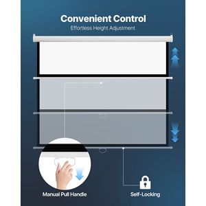 Schermo per Proiettore Retrattile Manuale da 72 Pollici 4K 1080 HD Montato a Parete per Proiezione Cinematografica Rapporto 4:3 - Product Image 4