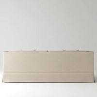Canapé Ashford 3 places convertible gonflable de luxe moderne, avec dossier haut, structure en bois, revêtement en tissu mousse, garniture cloutée et coussins d'appoint
