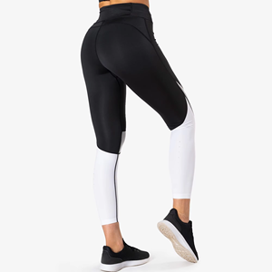 Leggings de yoga taille haute pour femme, longueur cheville, respirants, antibactériens, en polyester/nylon, coupe ajustée, effet ventre plat, taille élastique - Product Image 3