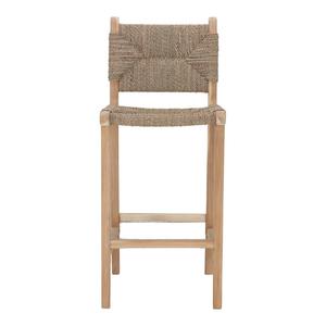 Chaise de bar en rotin artisanale avec motif tressé classique et dossier rond pour bistro, café et mobilier d'hôtellerie - Product Image 6