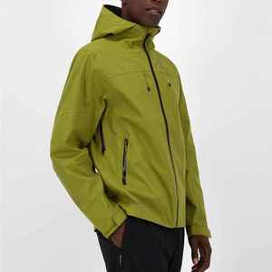 Veste matelassée imperméable à capuche pour homme, vert uni, fermeture éclair décontractée, extérieur en polyester, doublure en nylon, pour l'automne - Product Image 4